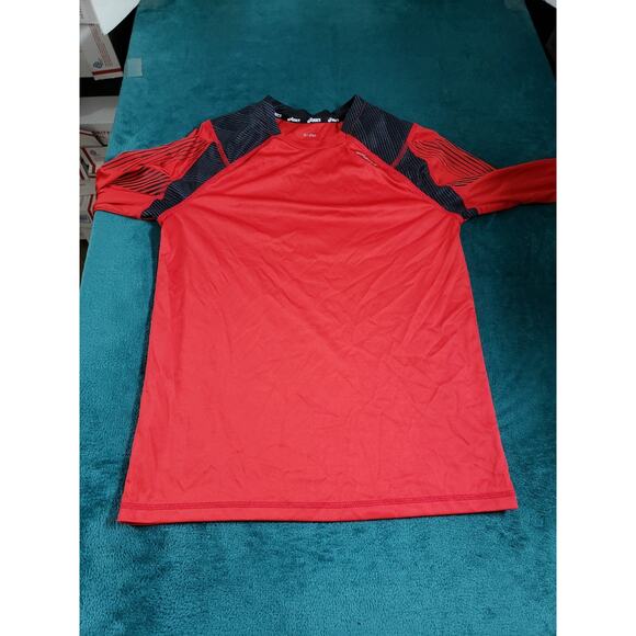 Asics Shirt Size Large Mens Red Long Sleeve Athletic Running Light Training - Picture 1 of 8